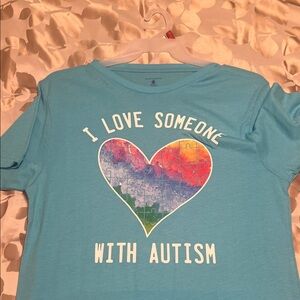 Blue autism Shirt with Heart Design